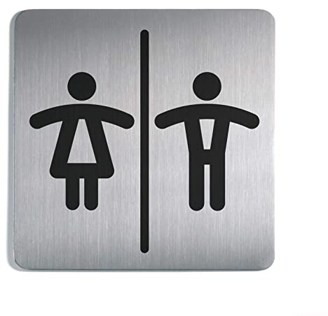 Durable Piktogramm WC Damen und Herren, quadratisch, 150 x 150 mm, Edelstahl, 495823