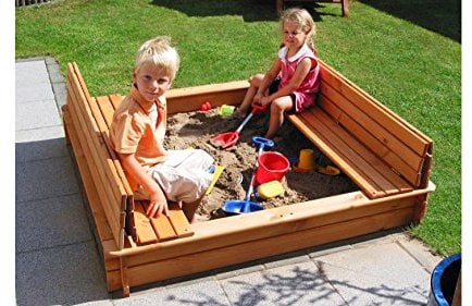 Promadino Sandkasten Donald 140x140 m. klappbarer Abdeck.