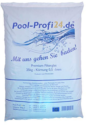 CEPEX LECHO FILTRANTE VÍTREO 0,5-1,0 mm, (Saco 25Kg) Filtración para Cuidado de estanques y Tratamiento de Aguas, 57011