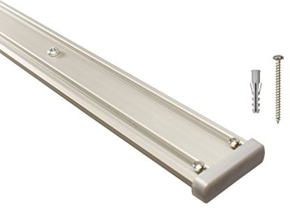 iso-design Gardinenschienen 2 läufig aus Aluminium in alu silber - vorgebohrt, Deckenschiene, Vorhangschiene, 420 cm (3 x 140 cm)