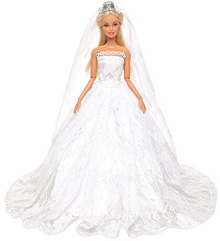 Miunana Princess Party Wedding Dress Clothes Gown Outfit with Veil for 11.5 Inch Girl Doll Gift