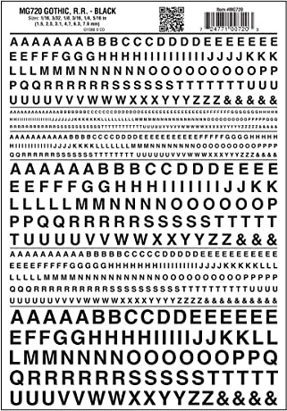 Woodland Scenics Gothic Letters, Black - Model Decals - Decals - Small - Adult - Multiple Decal Pieces