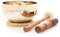 Vollmondklangschale® mit Nepal Gravur I Handgeschmiedet I ca. 900 g I Inkl. Zubehör I Fair Trade aus Nepal I 3050-L