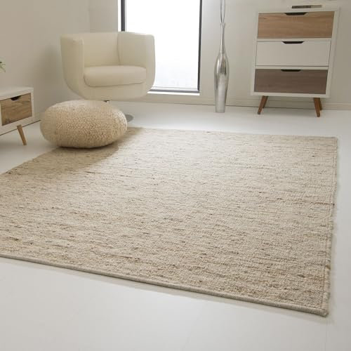 Steffensmeier Landshut Handwebteppich aus 100% Schurwolle - Natur, Größe: 250x340 cm