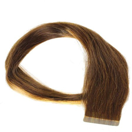 hair2heart 30 x Tape In Extensions aus Echthaar, 60cm, 2,5g Strähnen, glatt - Farbe 4 braun