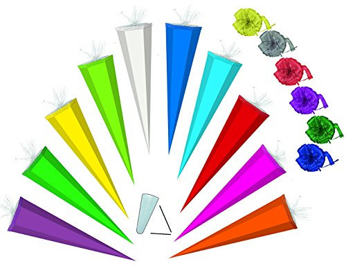 alles-meine.de GmbH Schultüte/Bastelschultüte - Weiß - 50 cm incl. Schleife mit Tüllabschluß - Zuckertüte - Rohling zum Basteln, Bemalen und Bekleben Bastelschultüte