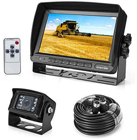 Chetoo Rückfahrkamera 18 IR LED Wasserdicht Rückfahrsystem Kamera + 7 TFT LCD KFZ Monitor (Zwei Halterungen)