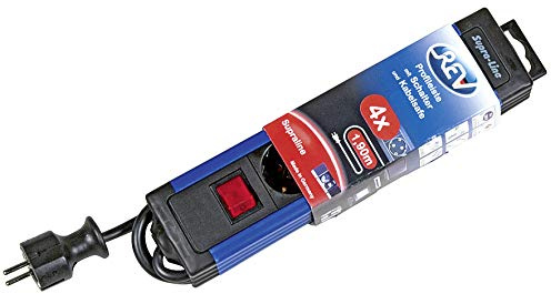 REV 0014412213 Steckdosenleiste mit Schalter 4fach Blau, Schwarz Schutzkontakt 1St.