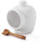 WM Bartleet & Sons 1750 T52W Traditional Porcelain Small Pig with Wooden Salt Serving Spoon-White, 9cm