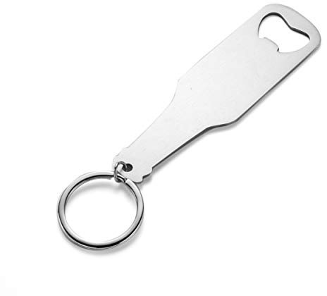 Komonee Bottle Shaped Opener Silver Key Chain Metal Keyring Novelty Key Ring