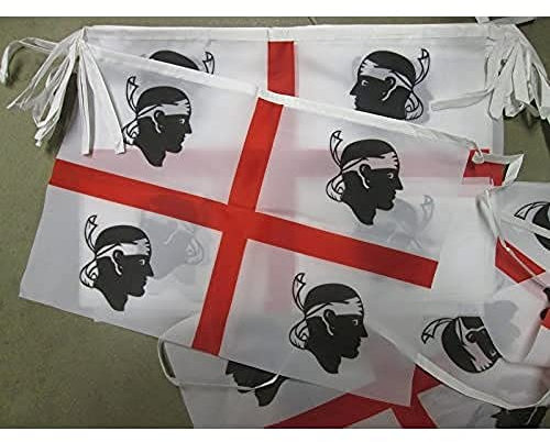 AZ FLAG - Fahnenkette Sardinien 12 Meter Mit 20 Flaggen - 45x30 cm - Sardinien Girlande Flaggenkette 30 x 45 Cm