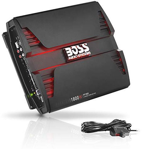 BOSS Audio Systems PF1800 - Amplificador de coche de 4 canales, 1800 vatios, rango completo, clase A-B, estable de 2-4 ohmios, fuente de alimentación Mosfet, puente