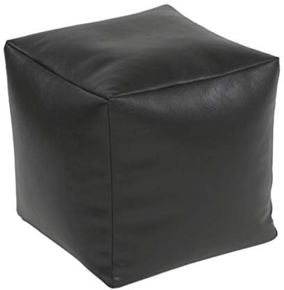 Beautiful Beanbags - Stylish Faux Leather Cube Footstool - Pouffe, Black