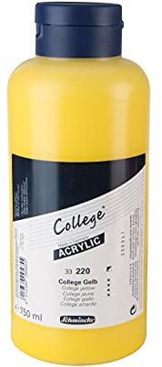 Schmincke - College Acrylic, College Gelb 750 ml, 33220030, Acrylfarbe mit Künstler-Pigmenten in hoher Konzentration, deckend und lasierend, lichtecht, seidenmatt