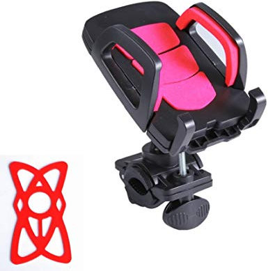 Do!LED 360° Hochwertige Universal Smartphone Handy Navi Fahrradhalterung Halter Halterung Fahrrad Motorrad Mountainbike Lenker mit Silikon Bänder (Rosa)