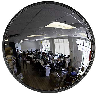 18” Acrylic Convex Mirror, Round Indoor Security Mirror for the Garage Blind Spot, Store Safety, Warehouse Side View, and More, Circular Wall Mirror for Personal or Office Use - Vision Metalizers