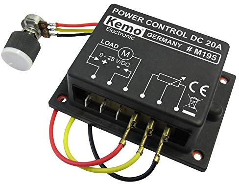 Kemo M195 PWM Leistungsregler 9 - 28 V/DC, max. 20A. Regelt Gleichspannungslasten z.B. Gleichstrommotoren, Glühlampen, Heizungen, LEDs mit Vorwiderständen