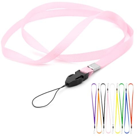 CKB LTD einfarbige Schlaufen-Lanyards, Umhängeband mit Kordelclip, Fitnessstudio-Schlüssel, Ausweishüllen, USB-Flash-Laufwerk, Schlüssel und kleine elektronische Geräte, Packung mit 50 Stk-Rosa