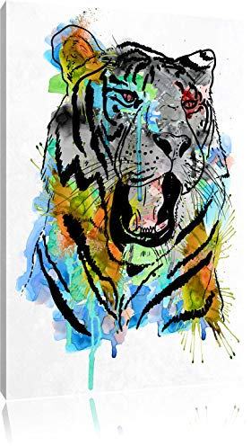 Roar peinture à l'aquarelle noire sur toile, d'immenses photos XXL complètement Vue avec la civière, d'impression d'art sur l'image de mur avec cadre, moins cher que la peinture ou une peinture à l'huile, pas un poster ou une affiche: 100x70 cm