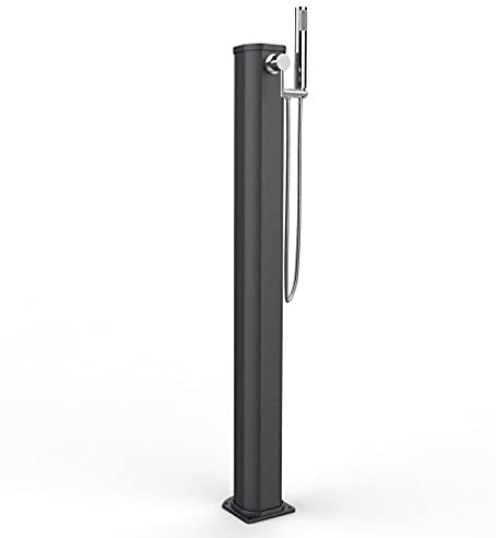 Arkema Design JG140 Douche solaire portable avec mélangeur et douche à main en aluminium, Noir