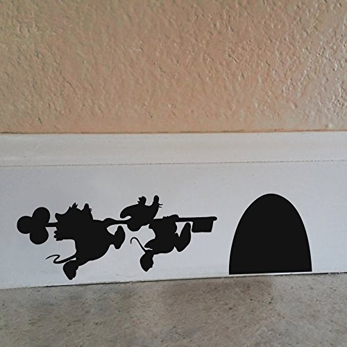 Adesivo da parete in vinile, motivo: casa di Topolino e Minnie (24,9 x 6,3 cm, nero)