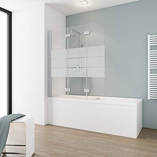 Schulte Duschabtrennung, verschiedene Gläser, faltbar für Badewanne, einfacher Aufbau, 125 x 140 cm, 5 mm Sicherheitsglas Dekor Depoli light, alunatur, D3354 01 31