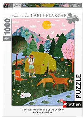 Nathan - Puzzle 1000 Teile – Let's go Camping – Laura Lhuillier – Erwachsene und Kinder ab 14 Jahren – hochwertiges Puzzle – Kollektion Carte Blanche – 87644