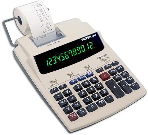 Victor 1310 Big Print Printing Calculator, 12-Digit LED Display, Fast Ink-Free Printing (8.0 LPS), Cost/Sell/Margin Keys, Advanced Business Functions, 2-1/4 Thermal Paper