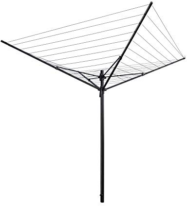 HOME IT® Tendedero Giratorio Exterior 4 Brazos con 60 m Cuerda Secado Altura Ajustable Base Resistente Plegable Estructura Aluminio