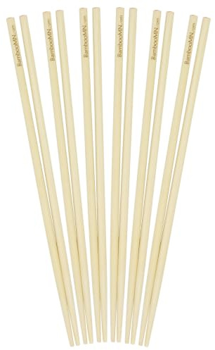 BambooMN Premium Reusable Japanese Bamboo Chopsticks, Red Dot End 10 inch - 12 Pairs