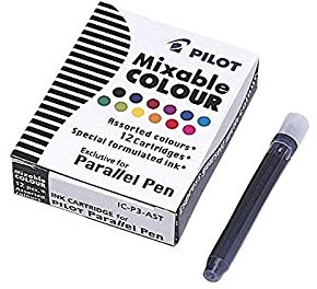 Pilot Parallel Pen 12-Assorted Colours Refill Inks (for Pilot's Parallel Pen)