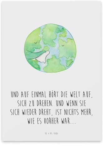 Mr. & Mrs. Panda Beileidskarte Welt Weinen - Beerdigung, Trauer, Karte, Kondolenzkarte, Trauerkarten, Trauerkarte, Beileid, trauerspruch, Veränderung