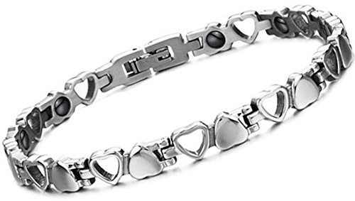 OIDEA Damen Magnet Armband Herz: Elegant Armkette aus Edelstahl Magnetarmband Gesundheit Armreif Handgelenk Silber Gechenk für Familie Freundin Frauen Mädchen