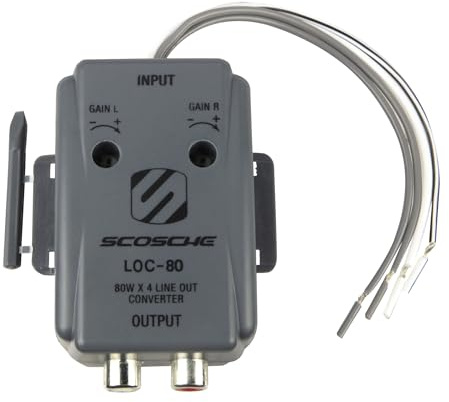 Scosche LOC80 Line Output Converter - 2 Channel High/Low RCA Converter Car Audio - Ideal for Subwoofer Amp - Line Level Converter for Car Stereo Amplifier - Easy Installation - Quality Sound