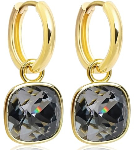 Gold Creolen Charm Anhänger Markenkristalle 925 Sterling NOBEL SCHMUCK