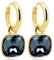 Gold Creolen Charm Anhänger Markenkristallen Ohrringe 925 Sterling Schwarz NOBEL SCHMUCK