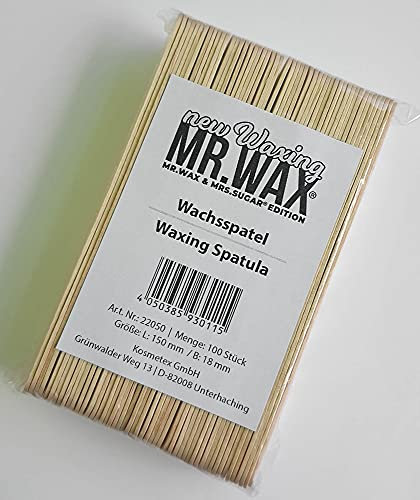 Mr. Wax Waxspatel Holzspatel für das Auftragen von Wachs, Länge 15 cm, Holz Wachsspatel 100 Stück
