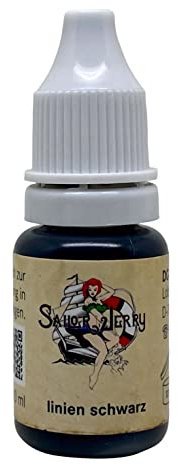 REACH-konforme Sailor Jerry Tattoofarbe Liner Black (Linien Schwarz) 10 ml. Made in GERMANY und mit Zertifikat, Tätowierfarbe, Tattoo Ink