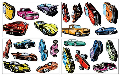 Samunshi® Wandtattoo Sportwagen Set Wandbilder Kinderzimmer Deko Junge Wandtattoo Kinderzimmer Mädchen Wandsticker Kinderzimmer 4x 16x26cm