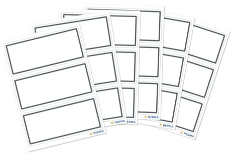 HERMA 5711 Buchetiketten zum Beschriften neutral grauer Rand, 18 Stück, 82 x 36 mm, selbstklebend, Buchaufkleber für Schule Kinder Mädchen Jungen, blanko Heftetiketten Aufkleber, weiß