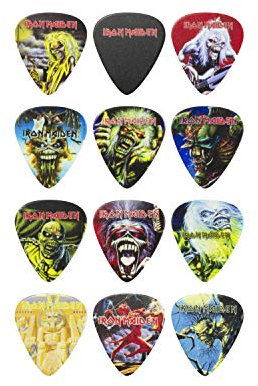 Perri's Leathers Ltd. - Gitarren-Plektren - Zelluloid - Iron Madien - Offizielles Lizenzprodukt - Verschiedene Muster - Medium 0.71mm - 12er-Pack - Hergestellt in Kanada (LP12-INM1)