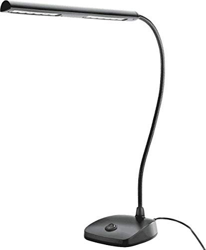 K&M 12296 Pianoleuchte Schwarz – 29,6 cm Lampenschirm mit Schwanenhals – 12 LEDs mit 2500 Lux Helligkeit, 3 m Kabel