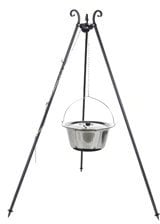 INOX-Kessel Nortpol Farmcook 10 L mit Dreibein Gulaschkessel mit Deckel, aus Edelstahl inkl. dem Dreibein