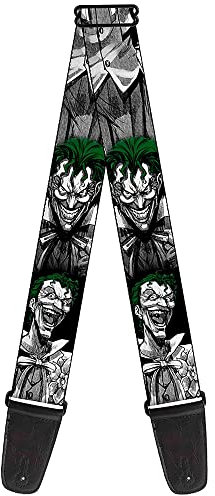 Buckle-Down GS-WJK015 guitar strap Laughing Joker Design, Black/White, 34-60