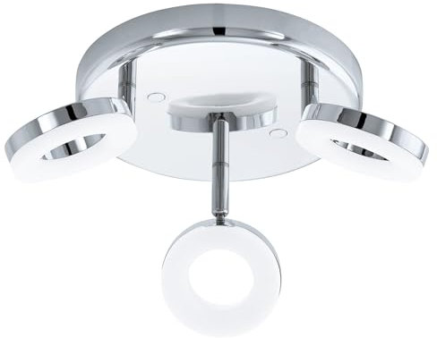 EGLO LED Deckenlampe Gonaro, 3-flammige Deckenleuchte, minimalistische Deckenbeleuchtung, Wohnzimmerlampe aus Stahl in Chrom, Lampe Decke warmweiß