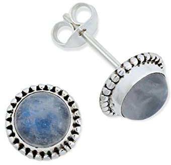 Ohrstecker 925 Silber Mondstein weißer Stein schimmer Edelstein Ohrringe echt Silber Damen Sterling Silber Stecker Geschenk(MOS-041-04)