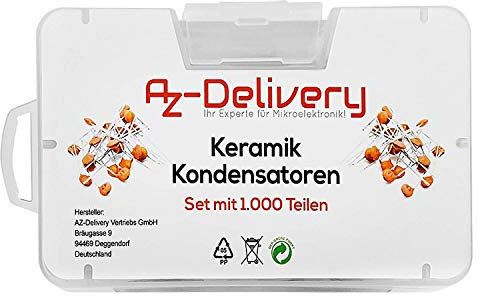 AZDelivery Kondensator Sortiment Keramik Kondensatoren 1000 Teile, 50 Sorten je 20 Stück kompatibel mit Arduino