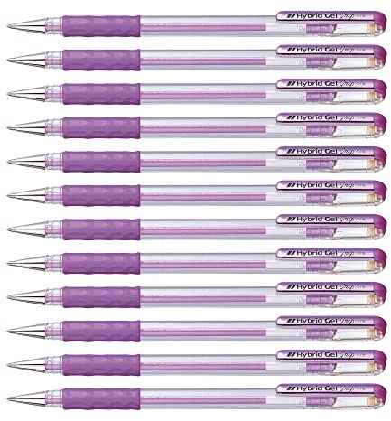 Pentel 0.8mm Tip Hybrid Gel Metallic Comfortable Finger Grip Ink Pen - Violet