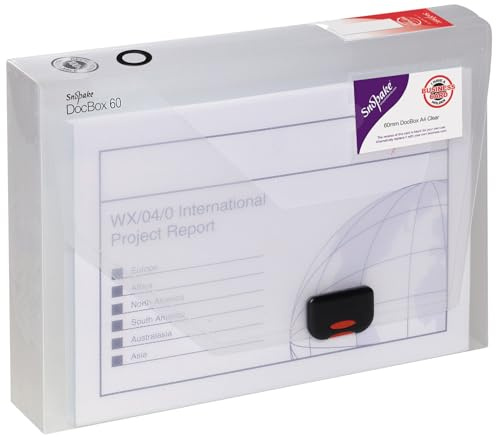 Snopake DocBox 12871 Aktenmappe Polypropylen mit Druckverschluss 60 mm Rückenbreite A4 transparent