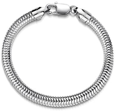 Schlangenkette Armband 6mm - 925 Silber Länge 18-25cm